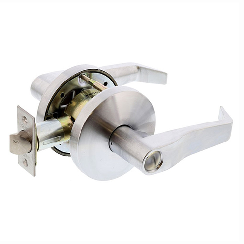Dormakaba Door Lever Handle on Round Rose Privacy Set Fire Rated 70mm Satin Chrome LC40ASCP70