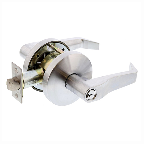 Dormakaba Door Lever Handle on Round Rose Classroom Set Fire Rated 70mm Satin Chrome LC70ASCP70
