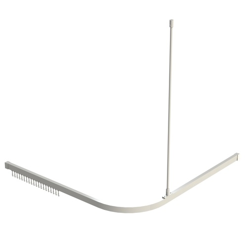 Emro Shower Track With Support and Hooks 1200mm White Powder Coat SCA1200WH