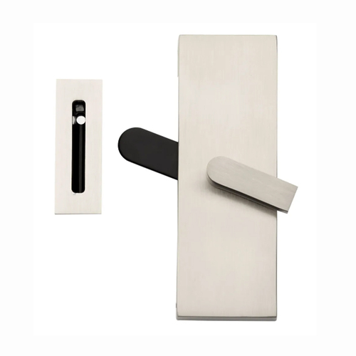 Emtek Modern Rectangular Barn Door Privacy Lock with Strike Satin Nickel 222201US15