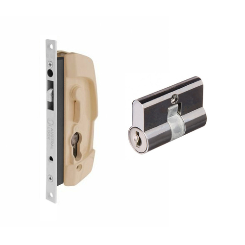 Austral SD7 Sliding Security Screen Door Lock with Cylinder Primrose SD7/PRGL