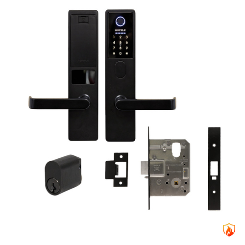 Hafele Genesis Digital Smart Lock Kit Door Lever Fire Rated Matt Black 912.20.786