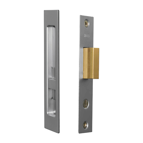 Halliday & Baillie Pivot Door Privacy Set Flush Pull with Snib Inside Only 310mm Satin Chrome