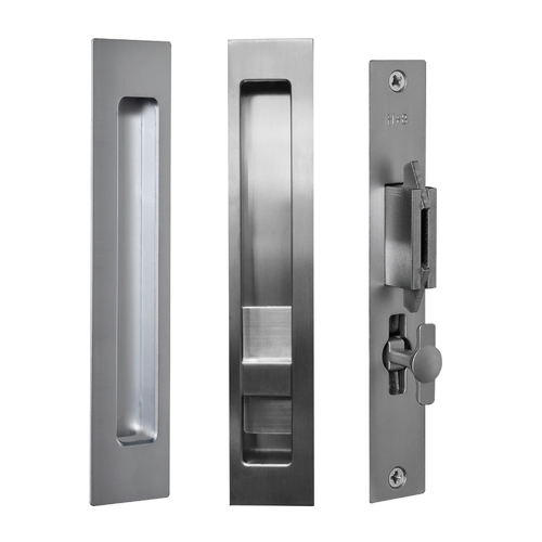 Halliday & Baillie Sliding Door Privacy Set Flush Pull Snib/Plain 250mm Satin Chrome HB1652-SC