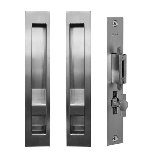 Halliday & Baillie Sliding Door Privacy Set Flush Pull Snib/Snib 250mm Satin Chrome HB1654-SC