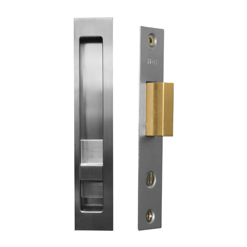 Halliday & Baillie Pivot Door Privacy Set Flush Pull Snib/Nothing 250mm Satin Chrome HB1657-SC
