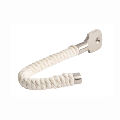 Hepburn Hat and Coat Rope Hook White Cotton with Satin Nickel 102mm RHOWCSN