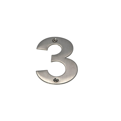 *WHILE SUPPLY LAST* Mappas Door House Number #3 Visible Fix 100mm 304 Grade Stainless Steel SN103