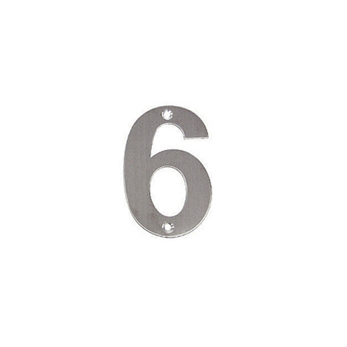 *WHILE SUPPLY LAST* Mappas Door House Number #6 Visible Fix 100mm 304 Grade Stainless Steel SN0106