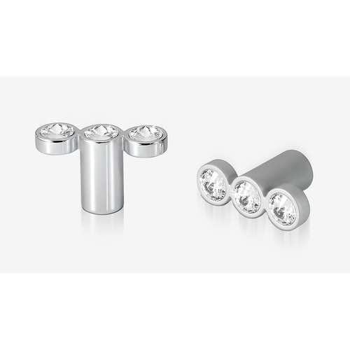 Kethy Cabinet Knob BL1201 Bling Series Rigel Inline 3 Stone Die-cast Zinc-Satin Chrome