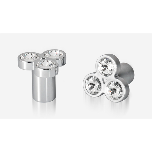 Kethy Cabinet Knob BL1202 Bling Series Rigel Cluster 3 Stone Die-cast Zinc-Polished Chrome