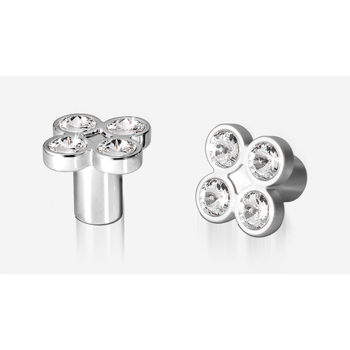 Kethy Cabinet Knob BL1203 Bling Series Rigel Cluster 4 Stone Die-cast Zinc-Satin Chrome