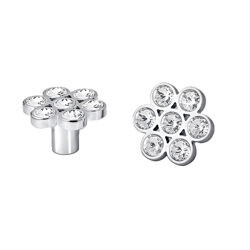 Kethy Cabinet Knob BL1204 Bling Series Rigel Cluster 7 Stone Die-cast Zinc-Satin Chrome