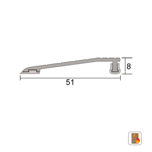 Kilargo IS4080 Threshold Ramp 2000mm Silver Anodised Aluminium IS40802000CA