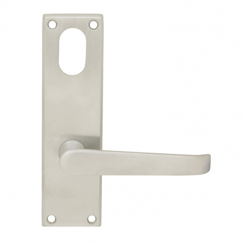 Pavtom Door Handle Straight Lever Oval Lock Plate Satin Chrome 7105SC