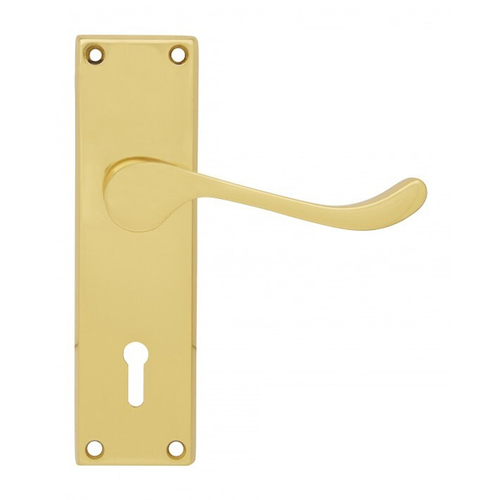 KR Lucas Pavtom Scroll Door Lever Bit Keyhole Polished Brass 7301PB