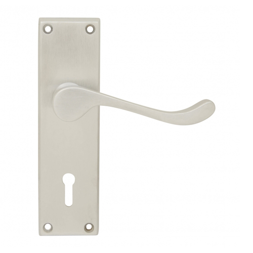 KR Lucas Pavtom Scroll Door Lever Bit Keyhole Satin Chrome 7301SC