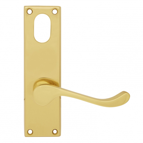 Pavtom Door Handle Scroll Lever Oval Lock Plate 150x42mm Polished Brass 7305PB