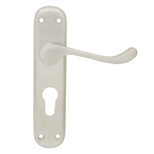 Pavtom Scroll Lever Milena Short Plate Euro 48mm - 167x38mm  Satin Chrome 738204SC 