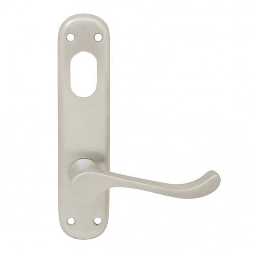 Pavtom Door Handle Lolita Lever Oval Lock Plate Satin Chrome 738205SC 