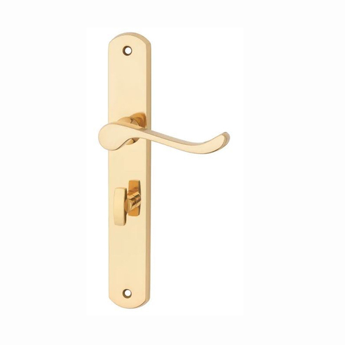 Pavtom Door Handle Scroll Lever Privacy Bathroom Plate Polished Brass 739102PB