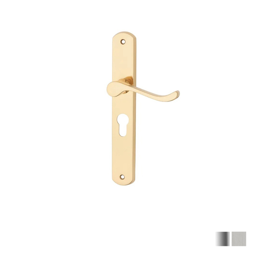 KR Lucas Pavtom Door Lever Handle on Scroll Lever Slim Plate Euro 48mm