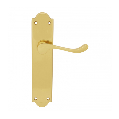Out of Stock: ETA Mid July - Pavtom Door Handle Scroll Lever Latch Polished Brass 220x50mm 7400PB