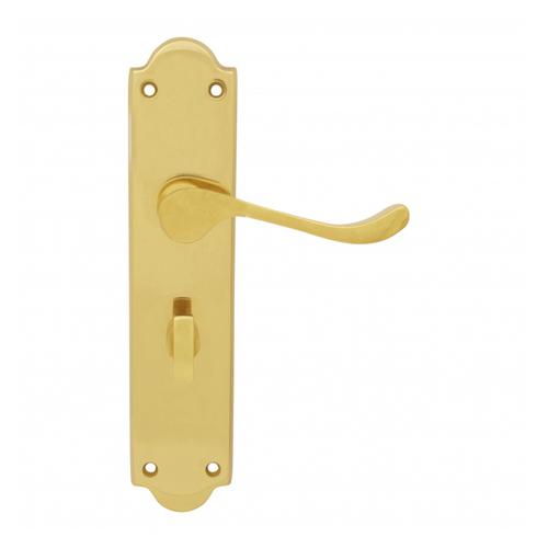 KR Lucas Pavtom Scroll Door Lever Shaped Privacy Polished Brass 7402PB