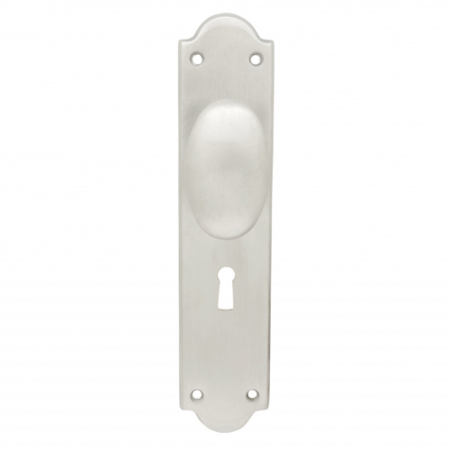 Pavtom Oval Door Knob Bit Key Mortice Lock Plate Satin Chrome 7507/7401SC 