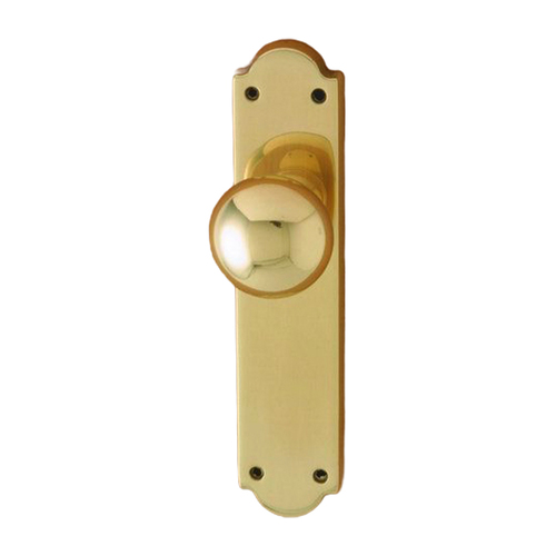 KR Lucas Pavtom Victorian Door Knob Shaped Plate Polished Brass 7600PB