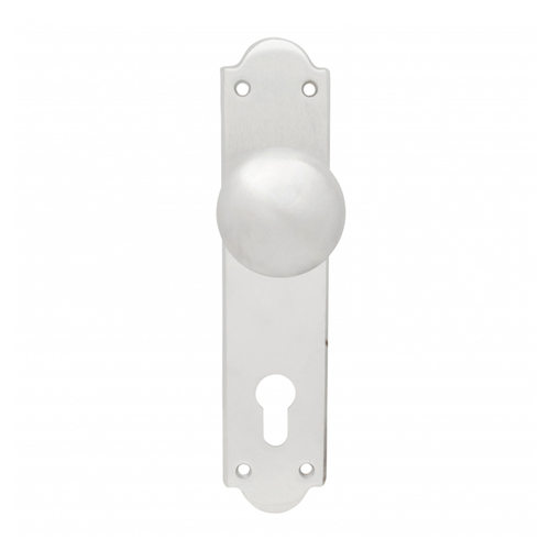 Pavtom Victorian Door Knob Euro Lock Plate 85mm Satin Chrome 7604/EURO85SC