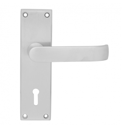 KR Lucas Pavtom Wide Door Lever Bit Keyhole Satin Chrome 7701SC