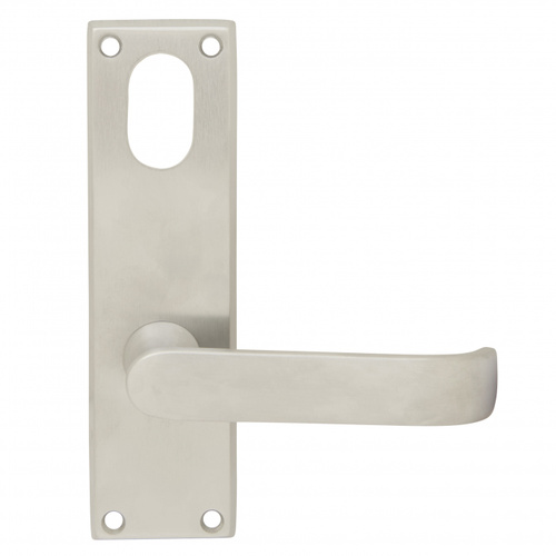 Pavtom Door Handle Wide Lever Oval Lock Plate Satin Chrome 150x42mm 7705SC