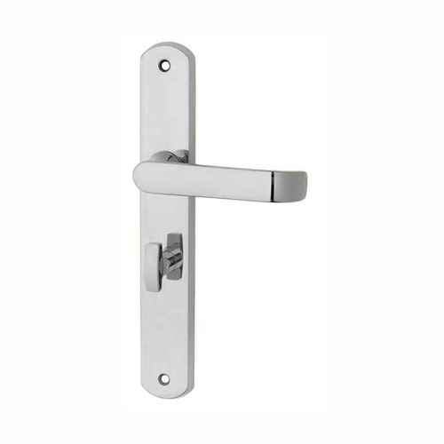 KR Lucas Pavtom Wide Door Lever Handle on Seri Long Plate Privacy Satin Chrome 779102SC