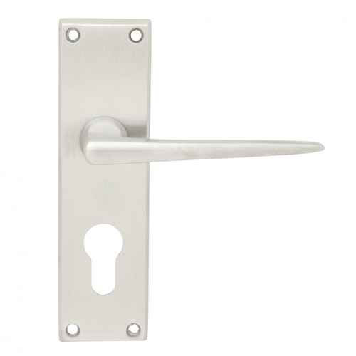 Pavtom Door Handle Contemporary Lever Euro Lock Plate Satin Chrome 7904SC