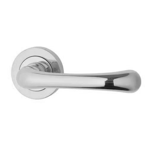KR Lucas Pavtom Milena Door Lever Handle on Round Rose 50mm Chrome Plated 8109CP