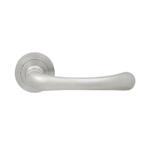 KR Lucas Pavtom Milena Door Lever Handle on Round Rose 50mm Satin Chrome 8109SC