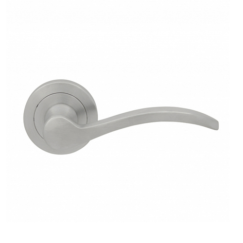 KR Lucas Pavtom Lolita Door Lever Handle on Round Rose 50mm Satin Chrome 8209SC