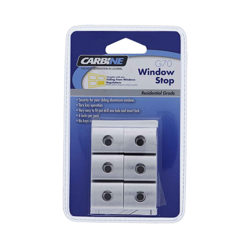 Carbine Sliding Aluminium Window Clamp Stop 6 Pack Silver G70 Display Pack