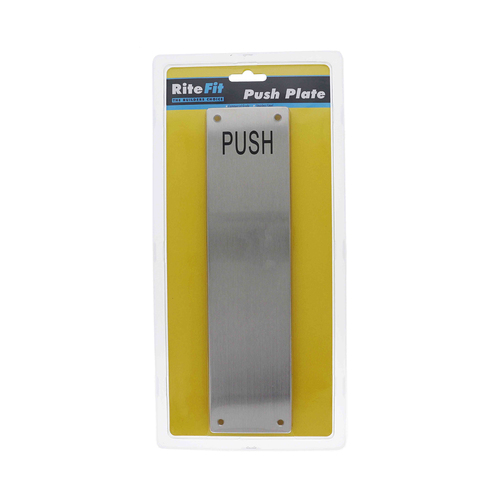 RiteFit Push Plate Engraved "Push" 304 Grade Stainless Steel 300x75mm PP1ESS