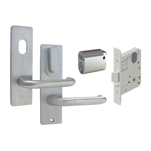 Dormakaba Entrance Lock Kit MS2 Mortice Lock with Square Edge Lever Furniture and Cylinder