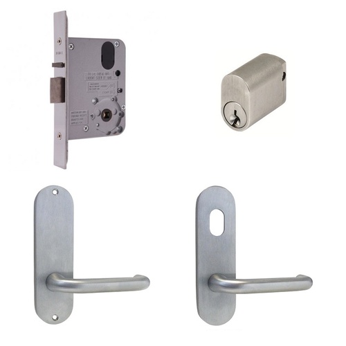 Lockwood Storeroom Door Pack 3572 Mortice Lock w/ Kaba Handles Round