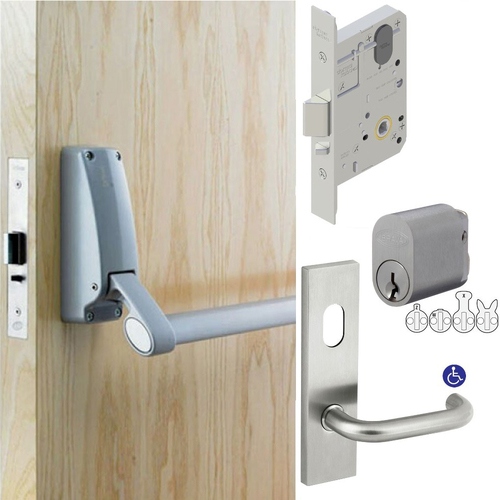 Briton Exit Door Pack B379 Panic Bar MS2 Mortice Lock Key Lever Entry Access