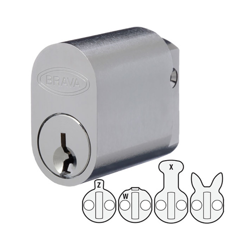 Brava Oval Cylinder X W Z & Rabbit Cams 6 Pin KA Chrome Plated 5070UCPKA1
