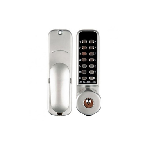 Borg Digital Door Lock Knob Keyless Entry Key Override Satin Chrome BL2701SCECP 