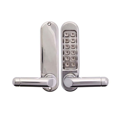 Restocking Soon: ETA Early July - Borg Digital Door Lock Lever Keyless Marine Grade Chrome Plate BL5201MG 