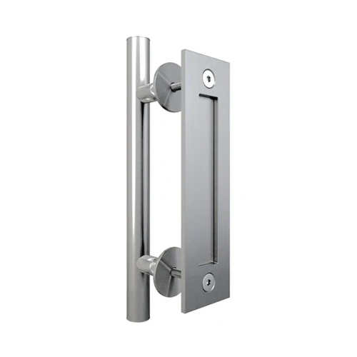 Mappas Barn Round Door Handle Set 300mm with Flush Pull 214mm Stainless Steel BTPH300RSS