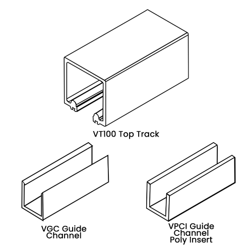McCallum VIO Folding Door 100kg Track and Channel Kit 2000mm Milled Aluminium VT100K20MIL