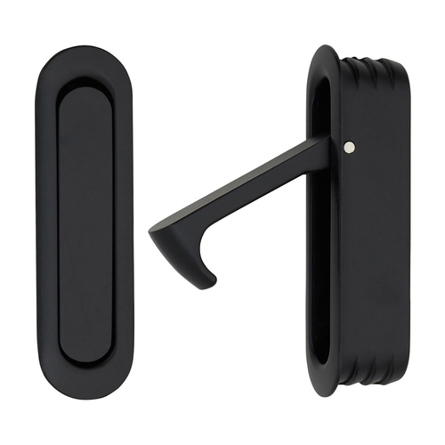 Madinoz Oval Flush Edge Pull Handle Black EP12BLK