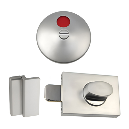 Metlam Lock and Indicator Set Concealed Screw Fix Satin Chrome 300_LOCK_SCP